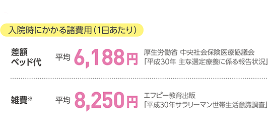 入院時にかかる諸費用(1日あたり)